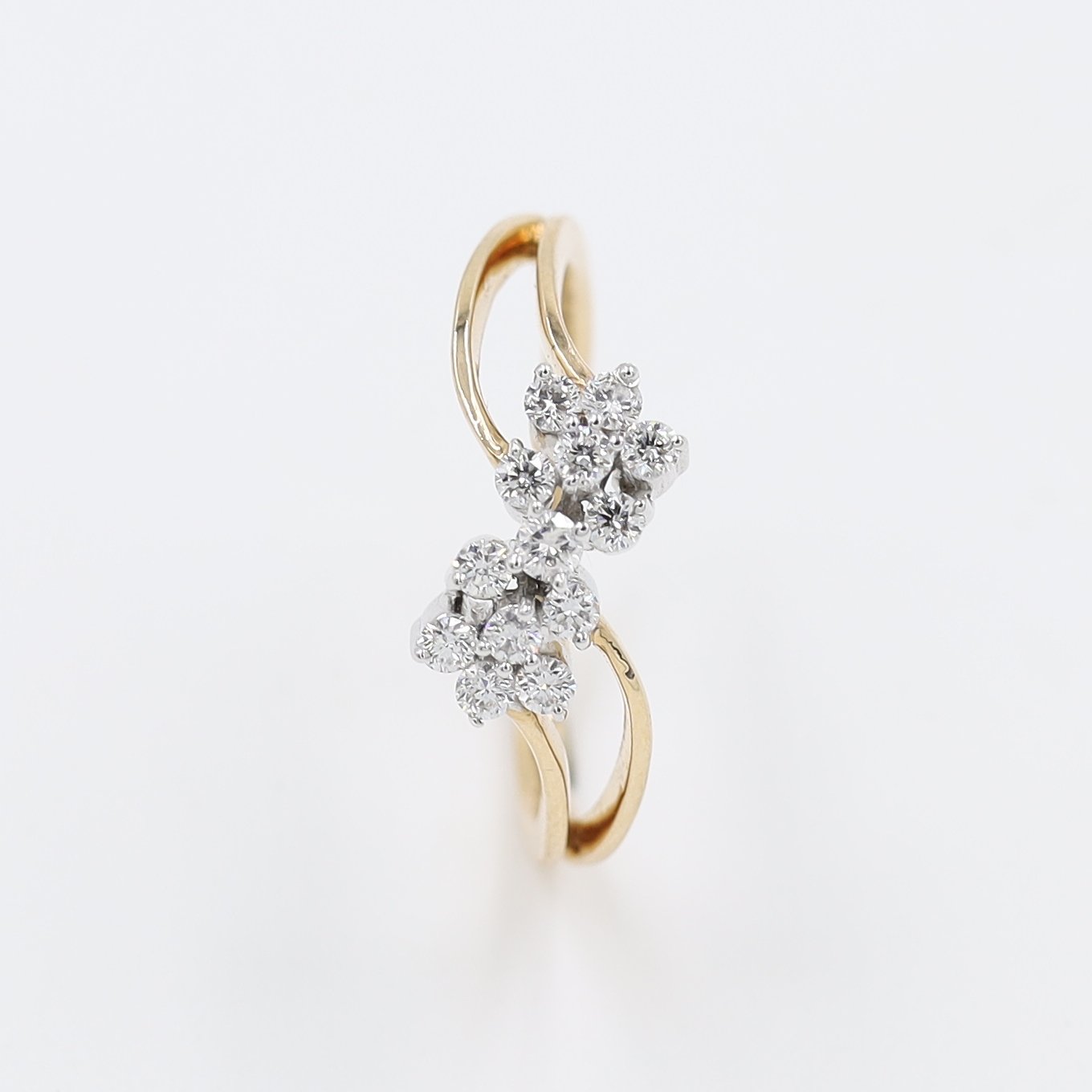 14kt Rose Gold Diamond Double Flower Ring