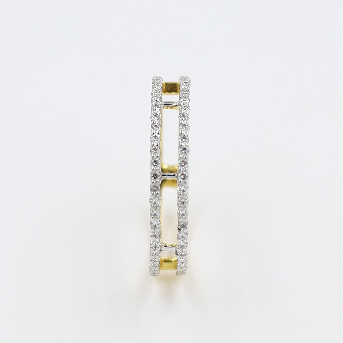 18Kt Yellow Gold Contemporary Double Diamond Ling Ring