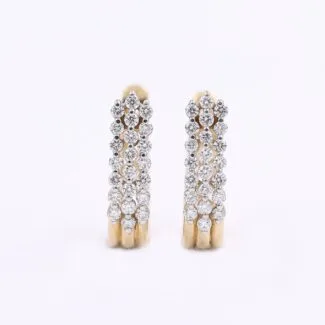 Triple-Line Diamond Hoop Earrings