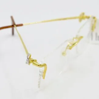 Gold Glasses with side flower pattern | Gold Eyeglasses