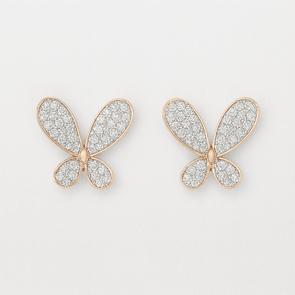 Rose Gold Butterfly Earrings with Diamonds