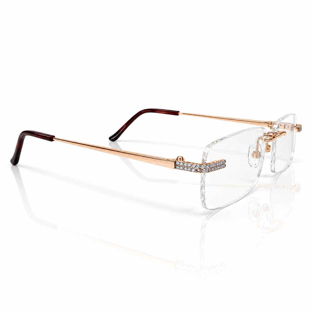 Luxury Rose-Gold Rimless Eyeglasses